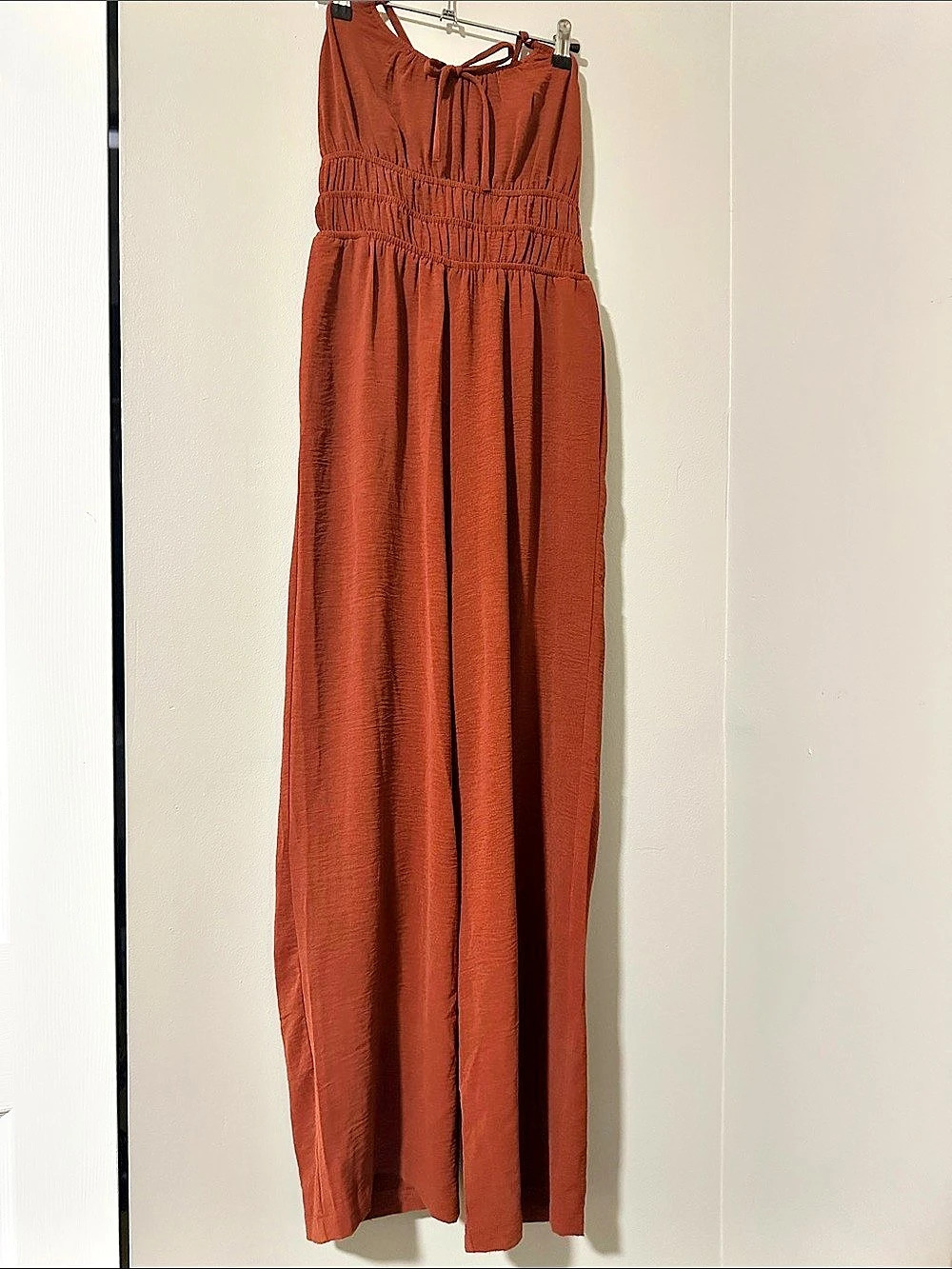 Monteau Wide-Leg Halter Jumpsuit in Brown Size Small